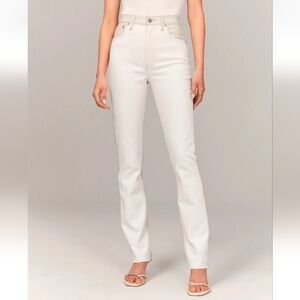 Abercrombie & Fitch 90s Straight Ultra High Rise Jeans Cream Faux Leather Waist